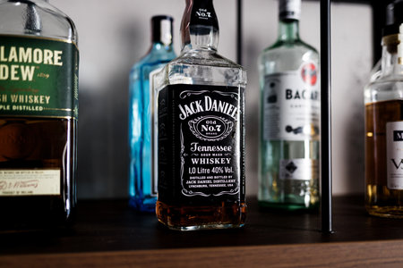 Minsk, Belarus, March 2022 - Jack Daniels - Whiskey is the most popular liquor in the world. Originated in Ireland, now it is produced on a grand scale.のeditorial素材