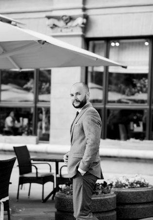 Handsome man wear suit. symbol of success. business people concept. businessmanの写真素材