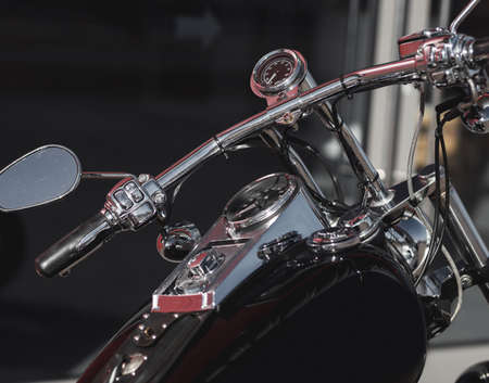 motorbike custom speed vintage old motorcycle with chrome detailsの写真素材