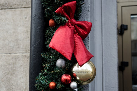 Christmas decoration with candle. xmas atmosphereの写真素材