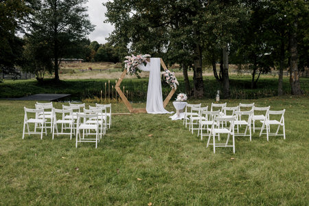 wedding decor with a light bulb. romantic atmosphereの写真素材