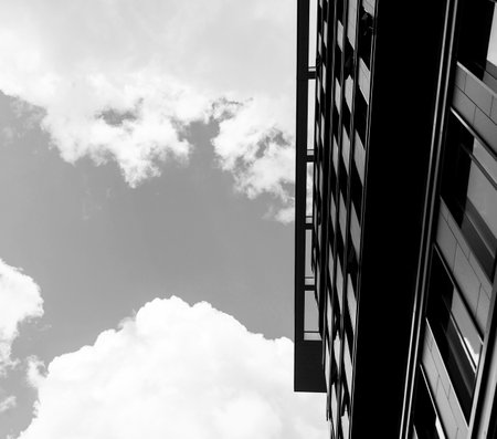 modern facade building. Architectural exterior detail of industrial office building.の写真素材