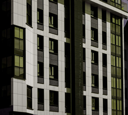 modern facade building. Architectural exterior detail of industrial office building.の写真素材