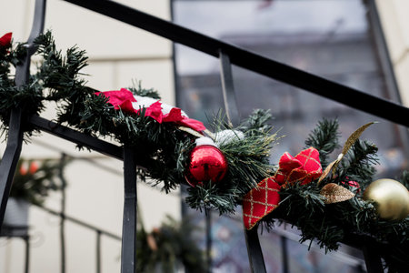 beautiful decorative Christmas tree in the city for the new yearの写真素材