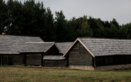 rustic cabin. old wooden houseの写真素材