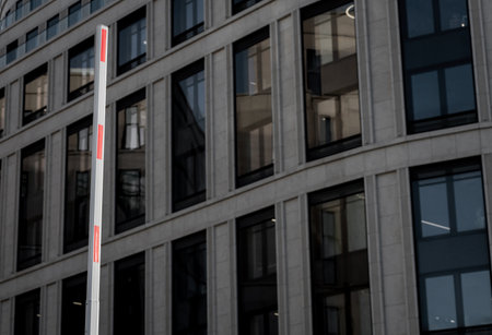 Raised boom barriers at the entrance to the building. gateの写真素材