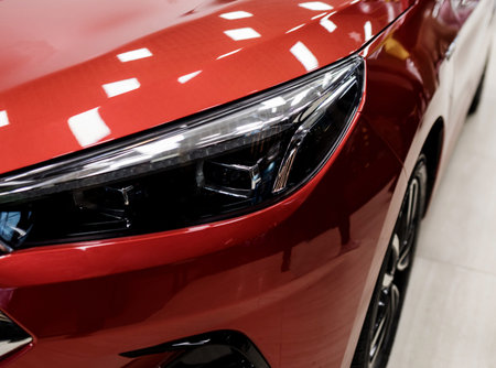 modern car headlight close up