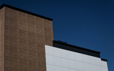 part of a residential apartment building. modern architecture against the skyの写真素材