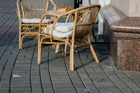 comfortable chairs with cushions of outdoor outdoor cafe