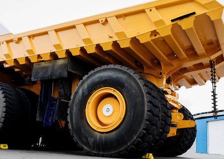 large yellow industrial dump truck for quarry work. heavy machineの写真素材
