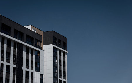 Modern and new apartment building. Facade of a modern apartment architecture