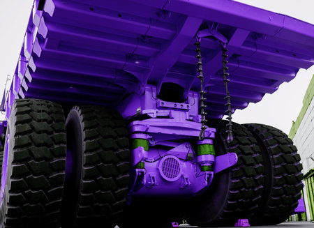 heavy cargo vehicles. blue dump truck with huge wheels for working in quarriesの写真素材