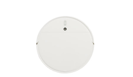 robot vacuum cleaner isolated on white background. smart vacuum cleaner for daily cleaningの写真素材