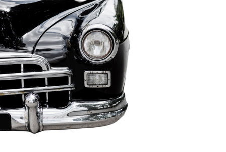 Black a retro car isolated on white background. vintage transportの写真素材