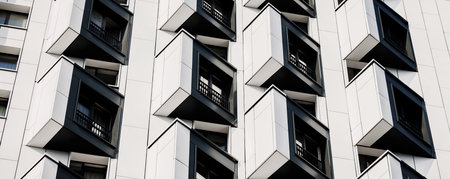 Condominium and apartment building with modern architecture in the city downtown.の素材