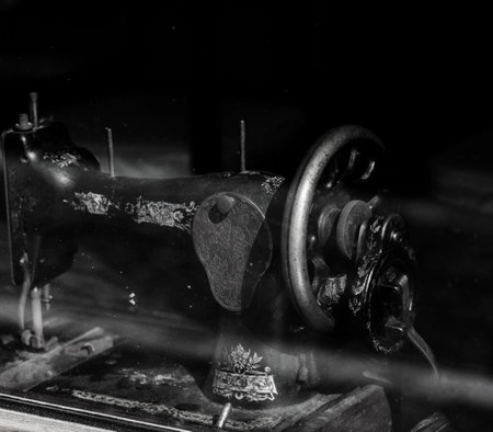 Antique Old sewing machine. handicraft. vintage tailorの写真素材