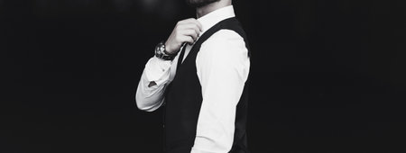 handsome man in suit. elegant fashion guyの写真素材