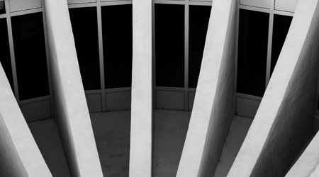brutalist concrete architecture. building is in the style of modernismの写真素材