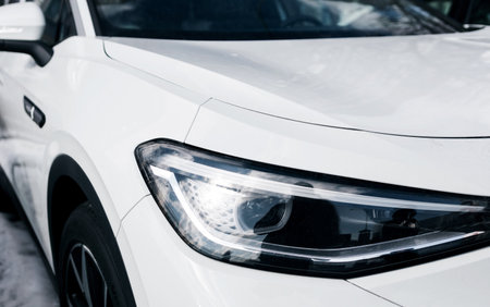 Car headlight with shallow depth of field. closeup auto lampの写真素材
