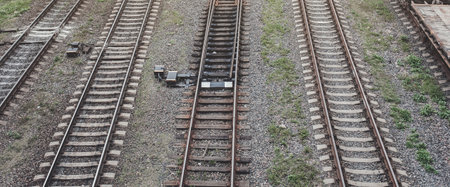 railway station. Industrial landscape with railroad.の写真素材