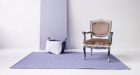 Vintage chair in simple living room interior. rustic styleの写真素材