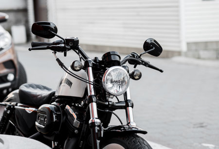 Minsk, Belarus, April 2023 - luxury motorcycle Harley Davidson. american superbikeの写真素材