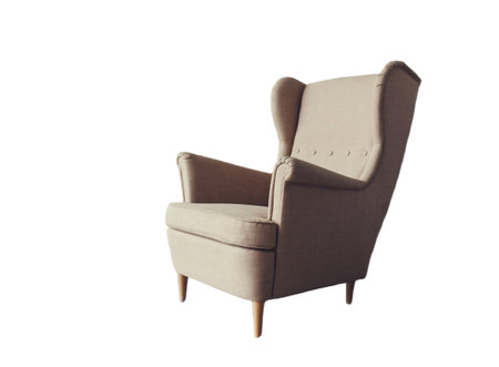 Cozy armchair isolated on white background. modern scandinavian interiorの写真素材