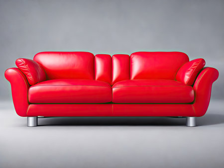 comfortable stylish red sofa. cozy stylish furniture. Generative AIの素材