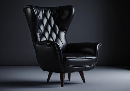 Luxury leather chair on gray background, loft elegant armchair. Generative AIの素材