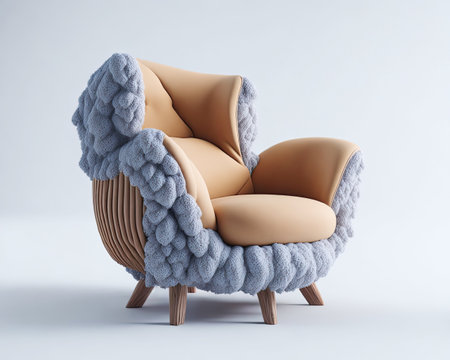 contemporary futuristic armchair. designer upholstered chair. Generative AIの素材