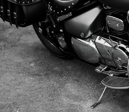 chrome motorcycle. detail of a motorcycle engine. classic chopperの写真素材