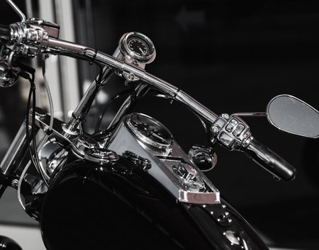 motorbike custom speed vintage old motorcycle with chrome detailsの写真素材