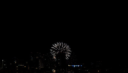 colorful salute. beautiful firework in the night skyの写真素材