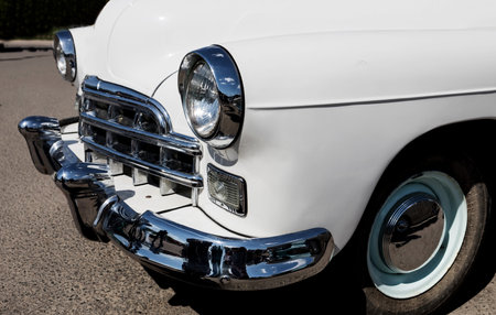 unique retro car. classic vintage car. vintage detail old transportの写真素材