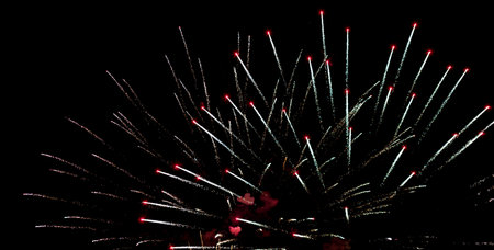 Beautiful colorful fireworks on celebration nightの写真素材