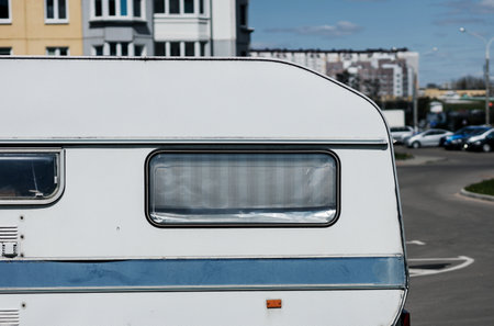 camp trailer. Travel concept. tourism,の写真素材