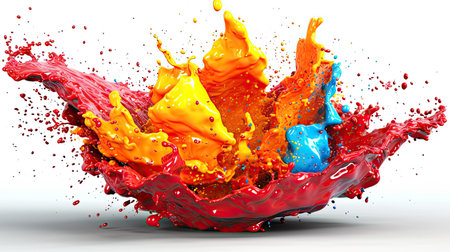 abstract color splash isolated on white background. Generative AIの素材