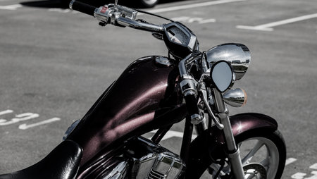 photo of classic motorcycle on parking. vintage chopperの写真素材