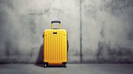 Yellow baggage case. tourism and vacations. travel suitcase against grunge interior. Generative AIの素材