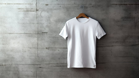 Classic T-shirt mockup on concrete background. Generative AIの素材