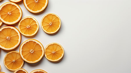 dried slices of orange on background. Top view of citrus. Generative AIの素材