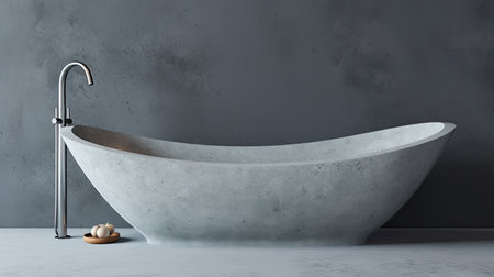 gray luxury bathtub in empty room. Generative AIの素材