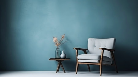 elegant armchair standing in empty living room. Modern luxury interior. Generative AIの素材