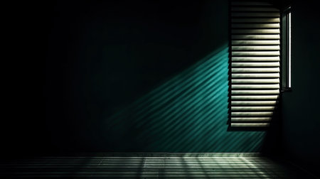 Abstract dark studio background. Empty room with shadows of window. Generative AIの素材