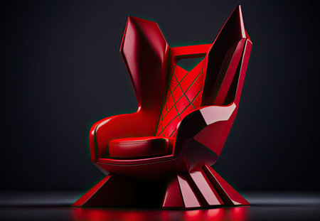 futuristic red armchair on dark background. luxury comfortable furniture. Generative AIの素材