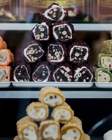 Turkish delight with nuts. Assorted Lukumの写真素材