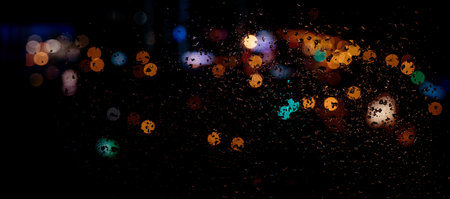 abstract cityscape light bokeh background. illuminated sceneの写真素材