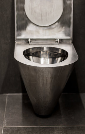 public modern stainless steel toiletの写真素材