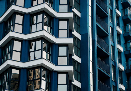 Apartment residential house and home facade architecture and outdoor facilities.の写真素材