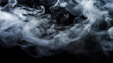 Smooth smoke on dark black background. Abstract patternの素材